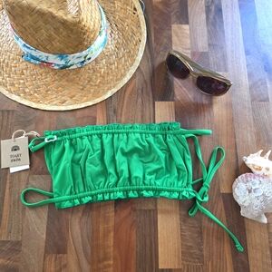 NWT Free People Toast Signature Ruffle Bandeau Bikini Top in Fern Green Medium